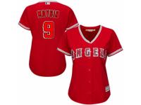 Women's Majestic Los Angeles Angels of Anaheim #9 Cameron Maybin Authentic Red Alternate MLB Jersey