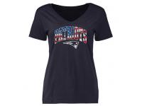 Women's New England Patriots Pro Line Navy Banner Wave Slim Fit V-Neck T-Shirt