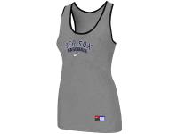 Women's Nike Boston Red Sox Tri-Blend Racerback Stretch Tank Top Light Gray
