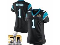 Women's Nike Carolina Panthers #1 Cam Newton Limited Black Team Color Super Bowl L NFL Jersey