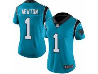 Women's Nike Carolina Panthers #1 Cam Newton Limited Blue Rush NFL Jersey