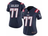 Women's Nike New England Patriots #77 Nate Solder Limited Navy Blue Rush NFL Jersey