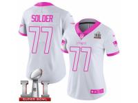 Women's Nike New England Patriots #77 Nate Solder Limited White Pink Rush Fashion Super Bowl LI 51 NFL Jersey