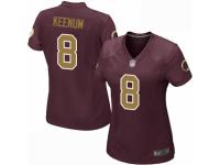 Women's Washington Redskins #8 Case Keenum Game Burgundy Red Gold Number Alternate 80TH Anniversary Football Jersey