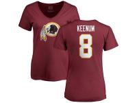 Women's Washington Redskins #8 Case Keenum NFL Pro Line Burgundy Any Name & Number Logo T-Shirt