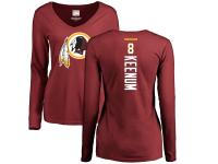 Women's Washington Redskins #8 Case Keenum NFL Pro Line Burgundy Backer Long Sleeve T-Shirt