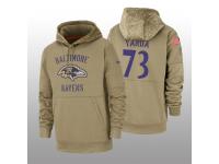 Youth 2019 Salute to Service Marshal Yanda Ravens Tan Sideline Therma Hoodie Baltimore Ravens