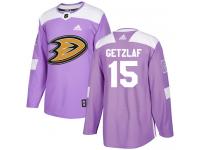 Youth Adidas Anaheim Ducks #15 Ryan Getzlaf Authentic Purple Fights Cancer Practice NHL Jersey
