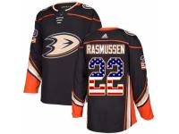 Youth Adidas Anaheim Ducks #22 Dennis Rasmussen Black USA Flag Fashion NHL Jersey