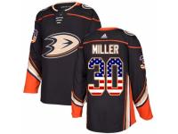 Youth Adidas Anaheim Ducks #30 Ryan Miller Black USA Flag Fashion NHL Jersey