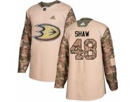 Youth Adidas Anaheim Ducks #48 Logan Shaw Camo Veterans Day Practice NHL Jersey