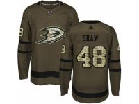 Youth Adidas Anaheim Ducks #48 Logan Shaw Green Salute to Service NHL Jersey