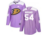 Youth Adidas Anaheim Ducks #54 Antoine Morand Authentic Purple Fights Cancer Practice NHL Jersey