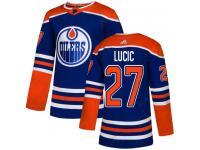 Youth Adidas Edmonton Oilers #27 Milan Lucic Royal Blue Alternate Authentic NHL Jersey