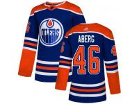 Youth Adidas Edmonton Oilers #46 Pontus Aberg Royal Blue Alternate Authentic NHL Jersey