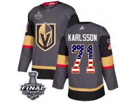 Youth Adidas Vegas Golden Knights #71 William Karlsson Gray Authentic USA Flag Fashion 2018 Stanley Cup Final NHL Jersey