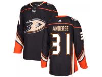 Youth Anaheim Ducks #31 Frederik Andersen adidas Black Authentic Jersey 2017
