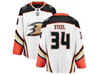 Youth Anaheim Ducks #34 Sam Steel Authentic White Away Breakaway NHL Jersey