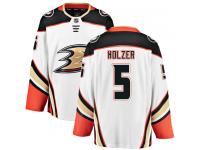 Youth Anaheim Ducks #5 Korbinian Holzer Authentic White Away Breakaway NHL Jersey
