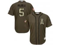 Youth Angels of Anaheim #5 Albert Pujols Green Salute to Service Stitched Baseball Jersey