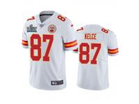 Youth Kansas City Chiefs Travis Kelce White Super Bowl LIV Vapor Limited Jersey 100th
