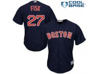 Youth Majestic Boston Red Sox #27 Carlton Fisk Authentic Navy Blue Alternate Road Cool Base MLB Jersey