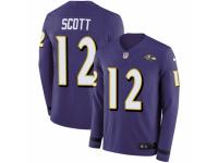 Youth Nike Baltimore Ravens #12 Jaleel Scott Limited Purple Therma Long Sleeve NFL Jersey