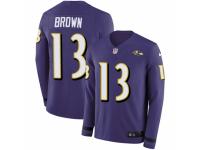 Youth Nike Baltimore Ravens #13 John Brown Limited Purple Therma Long Sleeve NFL Jersey