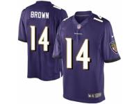 Youth Nike Baltimore Ravens #14 Marlon Brown Limited Purple Team Color NFL Jersey