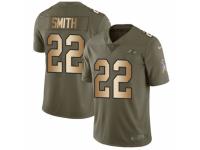 Youth Nike Baltimore Ravens #22 Jimmy Smith Limited Olive/Gold Salute to Service NFL Jersey