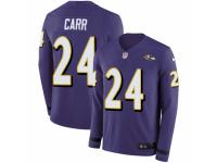 Youth Nike Baltimore Ravens #24 Brandon Carr Limited Purple Therma Long Sleeve NFL Jersey