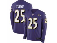 Youth Nike Baltimore Ravens #25 Tavon Young Limited Purple Therma Long Sleeve NFL Jersey