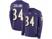 Youth Nike Baltimore Ravens #34 Alex Collins Limited Purple Therma Long Sleeve NFL Jersey