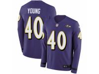 Youth Nike Baltimore Ravens #40 Kenny Young Limited Purple Therma Long Sleeve NFL Jersey