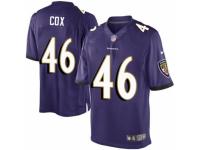 Youth Nike Baltimore Ravens #46 Morgan Cox Limited Purple Team Color NFL Jersey