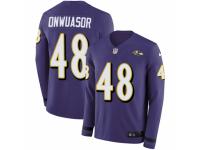 Youth Nike Baltimore Ravens #48 Patrick Onwuasor Limited Purple Therma Long Sleeve NFL Jersey