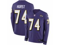 Youth Nike Baltimore Ravens #74 James Hurst Limited Purple Therma Long Sleeve NFL Jersey