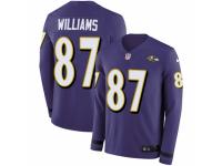 Youth Nike Baltimore Ravens #87 Maxx Williams Limited Purple Therma Long Sleeve NFL Jersey