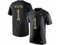 Youth Nike Carolina Panthers #1 Cam Newton Black Camo Salute to Service T-Shirt