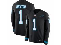 Youth Nike Carolina Panthers #1 Cam Newton Limited Black Therma Long Sleeve NFL Jersey