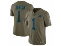 Youth Nike Carolina Panthers #1 Cam Newton Limited Olive 2017 Salute to Service NFL Jersey