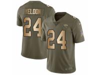 Youth Nike Jacksonville Jaguars #24 T.J. Yeldon Limited Olive/Gold 2017 Salute to Service NFL Jersey