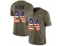 Youth Nike Jacksonville Jaguars #24 T.J. Yeldon Limited Olive/USA Flag 2017 Salute to Service NFL Jersey