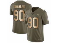 Youth Nike Jacksonville Jaguars #90 Stefan Charles Limited Olive/Gold 2017 Salute to Service NFL Jersey