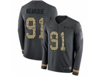 Youth Nike Jacksonville Jaguars #91 Yannick Ngakoue Limited Black Salute to Service Therma Long Sleeve NFL Jersey