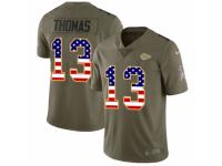 Youth Nike Kansas City Chiefs #13 DeAnthony Thomas Limited Olive/USA Flag 2017 Salute to Service NFL Jersey