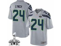 Youth Nike Seattle Seahawks #24 Marshawn Lynch Game Grey Alternate Super Bowl XLIX NFL Jersey