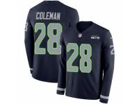 Youth Nike Seattle Seahawks #28 Justin Coleman Limited Navy Blue Therma Long Sleeve NFL Jersey