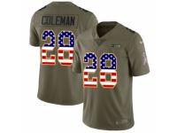 Youth Nike Seattle Seahawks #28 Justin Coleman Limited Olive/USA Flag 2017 Salute to Service NFL Jersey