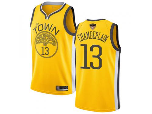 #13  Wilt Chamberlain Yellow Basketball Men's Jersey Golden State Warriors Earned Edition 2019 Basketball Finals Bound